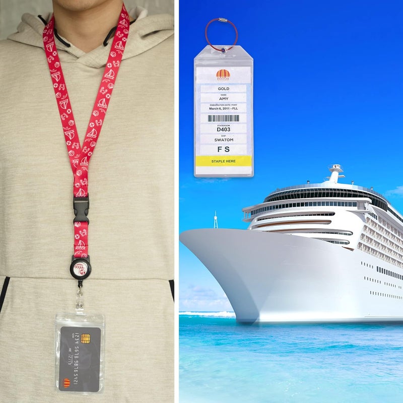 SWATOM Cruise Lanyards 9PCS Retractable Cruise Lanyard for Cruise Ship Cards, Royal Caribbean & Celebrity 2025 & 2026 Waterproof Luggage Tag Holders Set for with Detachable Badge Holder for ID Cards - Image 5